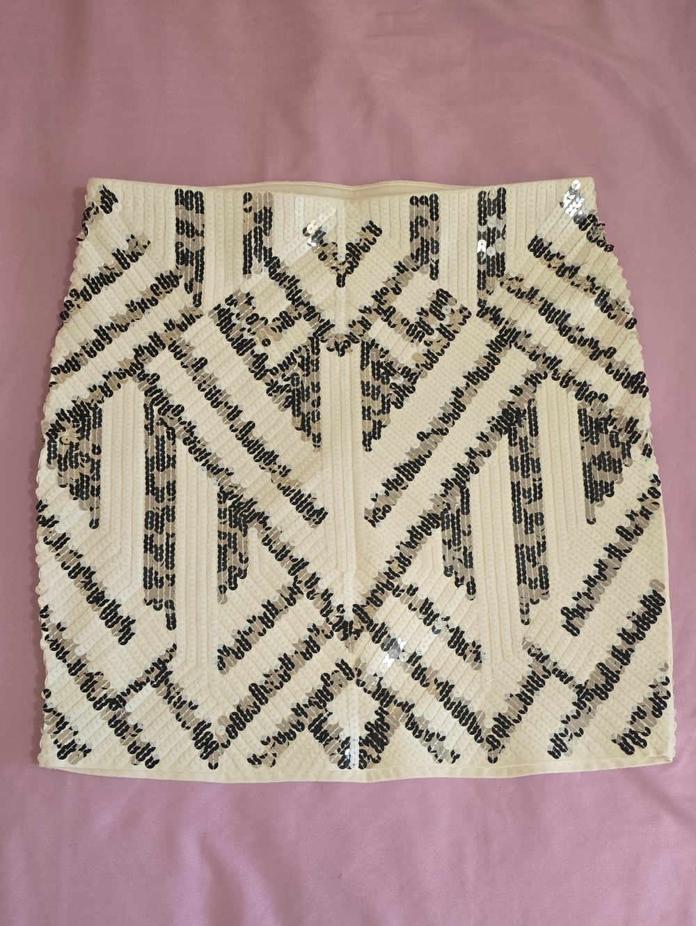 Cream Sequin Geo Mini Skirt